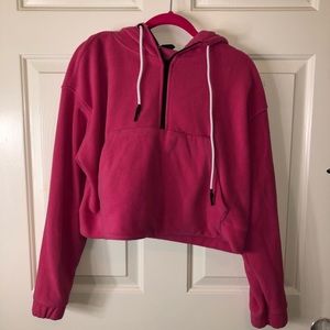 Cropped fleece hoodie